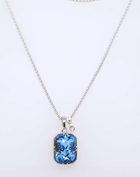 Sterling Silver Blue Topaz Pendant on Chain