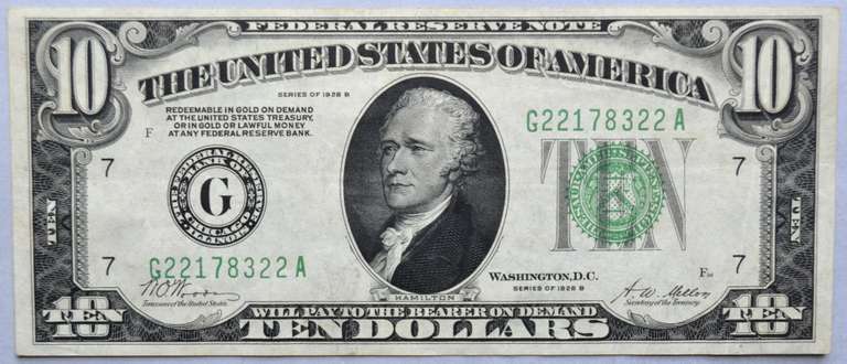 $10 1928 Gold Redeemable Federal Reserve Note