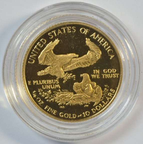 Superb Gem Ultra Cameo Proof 1989 $10 Gold Eagle. Capsule
