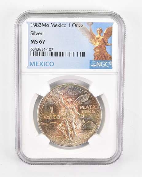 MS67 1983 Mo Mexico 1 Silver Onza - Graded NGC