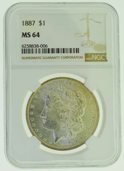 1887 Morgan Dollar NGC MS64 US Coin