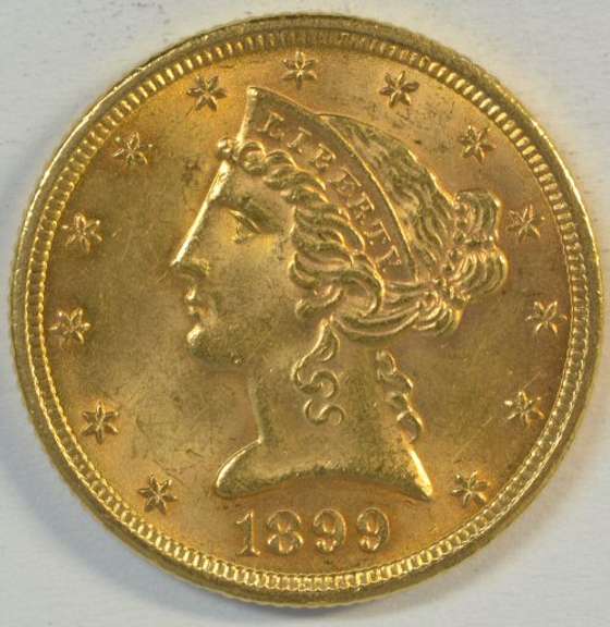 Very lovely 1899 US $5 Liberty Gold Piece. Fully struck
