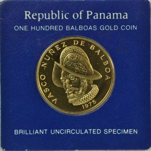 Pristine Prooflike BU 1975 Rep of Panama 100 Balboas Gold