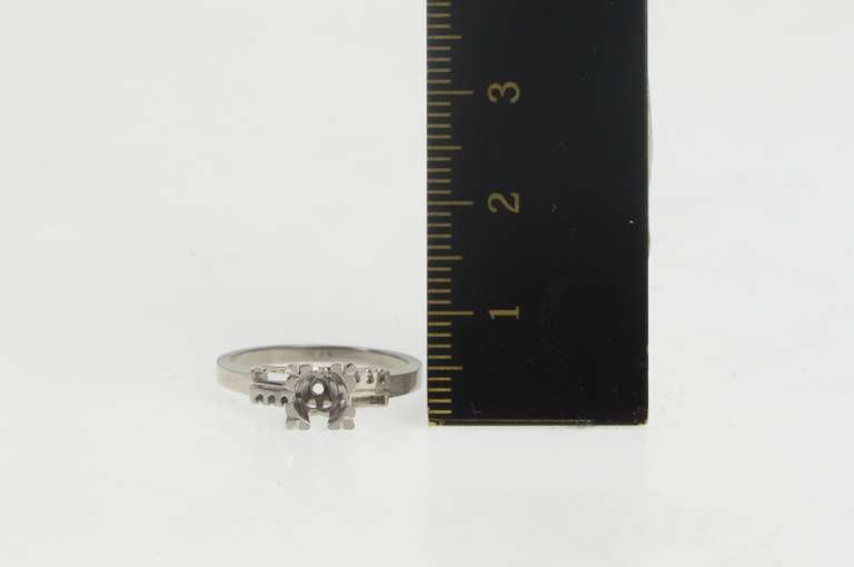 14K White Gold Vintage NOS 1950's 4.7mm Engagement Setting Ring