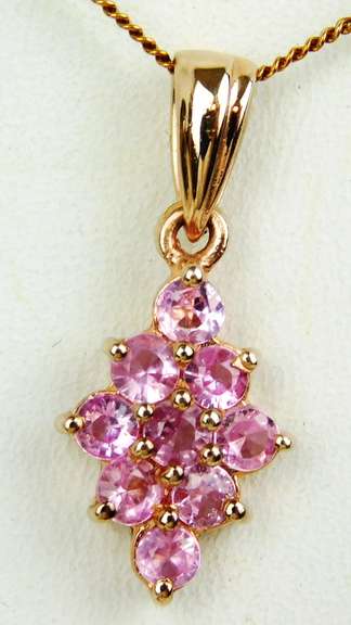 Rose Gold over Sterling Pink Sapphire Necklace