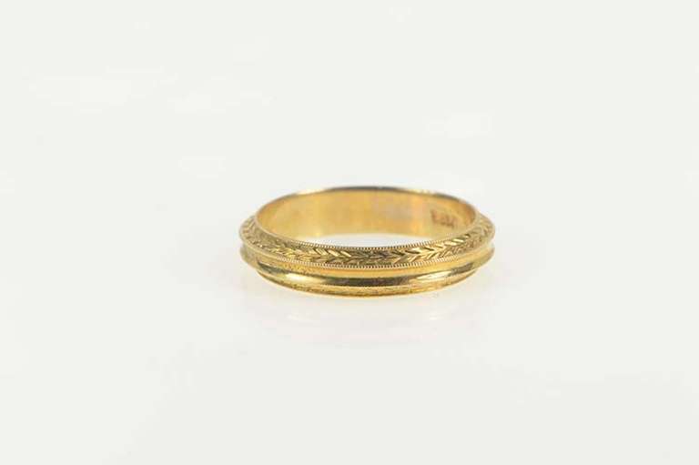 14K Yellow Gold Vintage NOS 1950's Ornate Wedding Band Ring