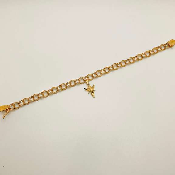 14kt Solid Yellow Gold Chain Bracelet with Charm