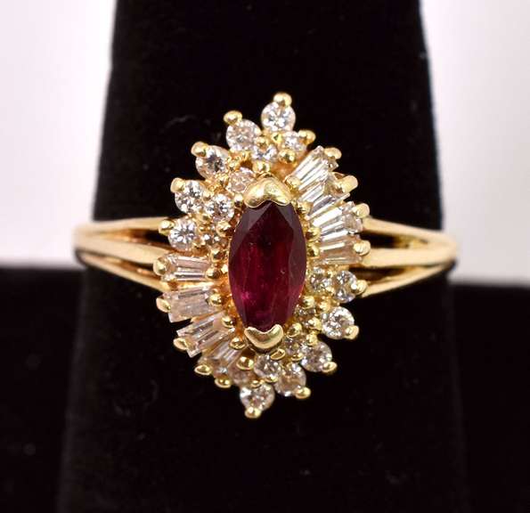Immaculate Ruby and Diamond Ring in 14K Yellow Gold
