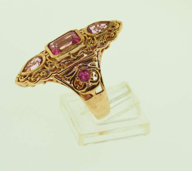 Sterling Silver Large Pink Topaz Ring