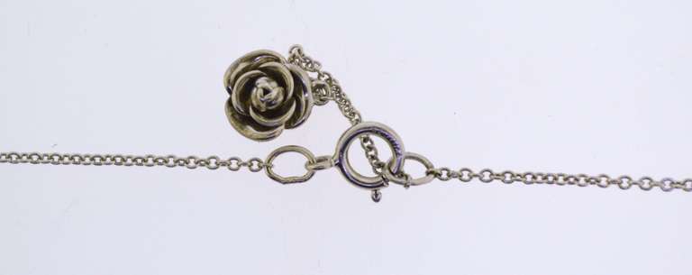 Sterling Silver Floral Diamond Necklace