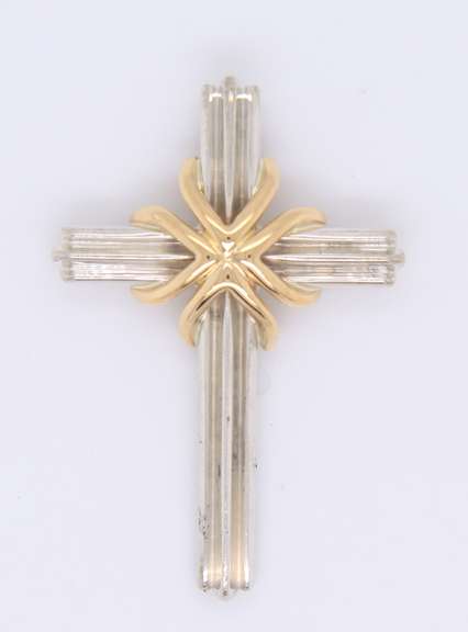 Tiffany & Co 2 Tone Cross Pendant