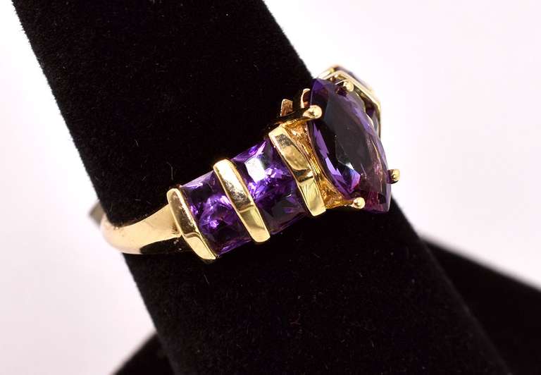 Dazzling Amethyst Ring in 14K Yellow Gold