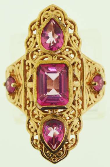 Sterling Silver Large Pink Topaz Ring