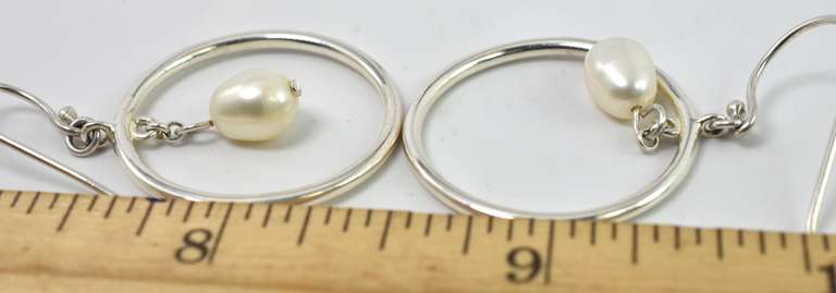 Sterling Silver Hoop Earrings With Pearls