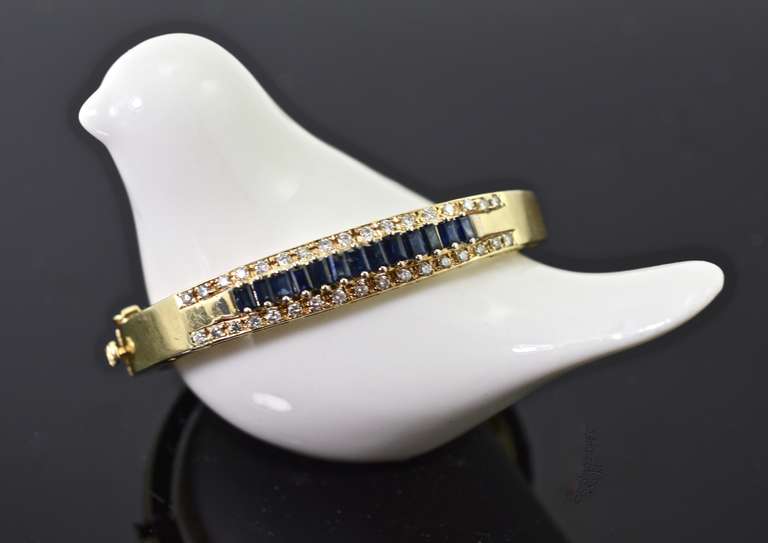 Stunning Sapphire and Diamond 14K Bangle