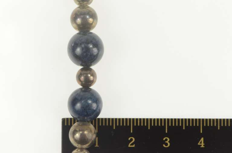 Sterling Silver Sodalite Sphere Ball Beaded Chain Necklace