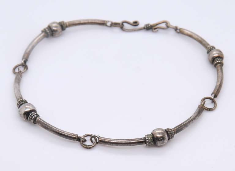 Vintage Sterling Silver Ball Bead Link Bracelet