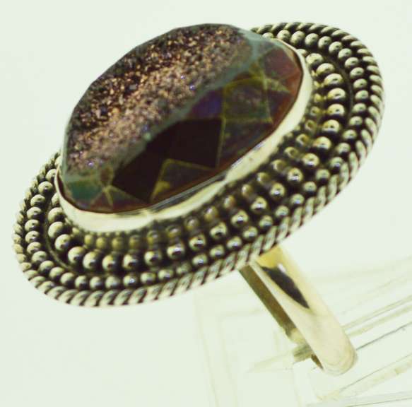 Sterling Silver Druzy Geode Agate Ring