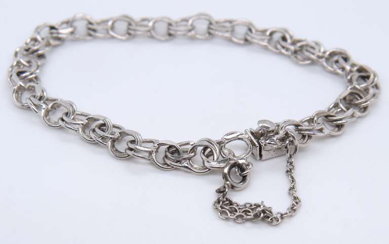 925 Sterling Silver Double Circle Bracelet