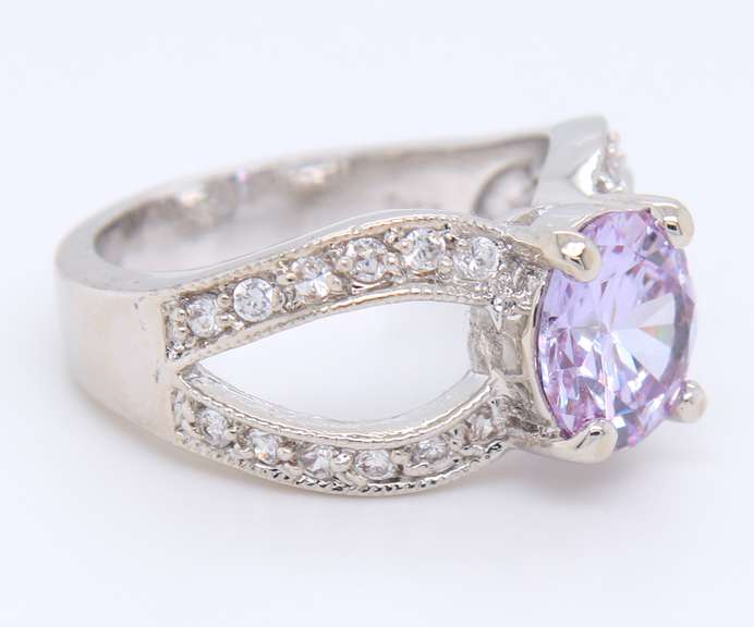 Sterling Silver Purple Cubic Zirconia Ring