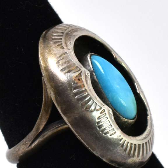 Turquoise Framed Sterling Silver Ring