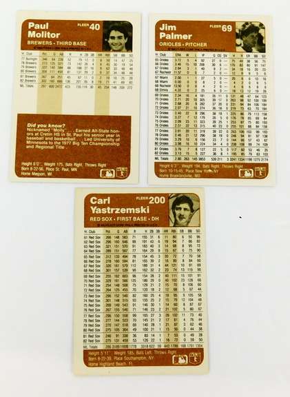 3 Fleer 1983 Baseball Greats