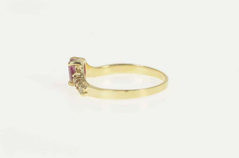 14K Yellow Gold Ruby Diamond Chevron Curved Engagement Ring