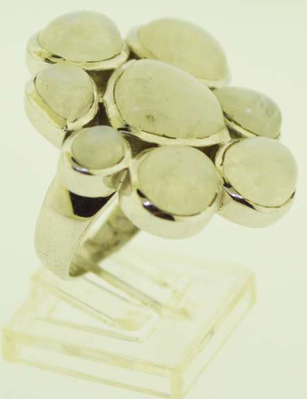 Sterling Silver Milky Stone Cluster Ring