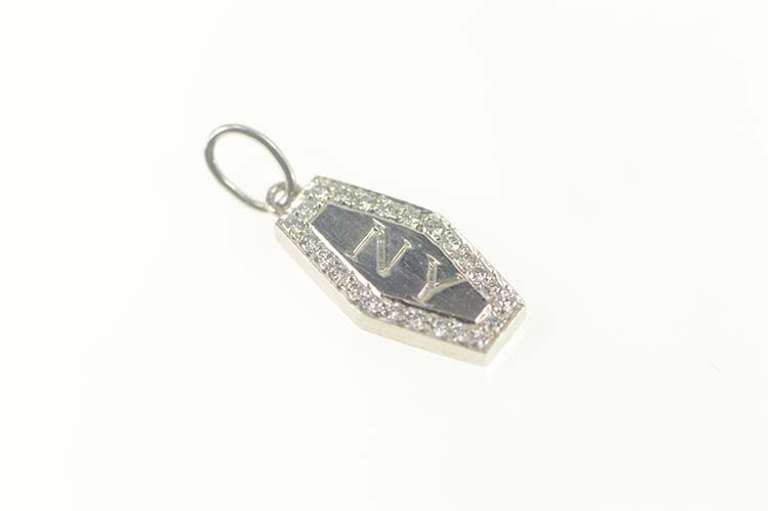 Platinum Tiffany & Co. Diamond New York NY Tag Charm/Pendant