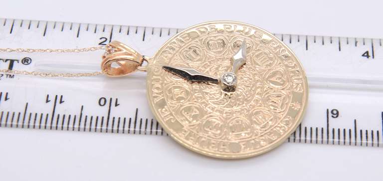 Graceful Yellow Gold I Love you More and More Every Hour Pendant on Chain