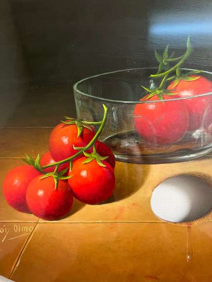 Beautiful Still Life on Artist Palette Leon Olmo Cherry Tomato Still Life on Artist Palette