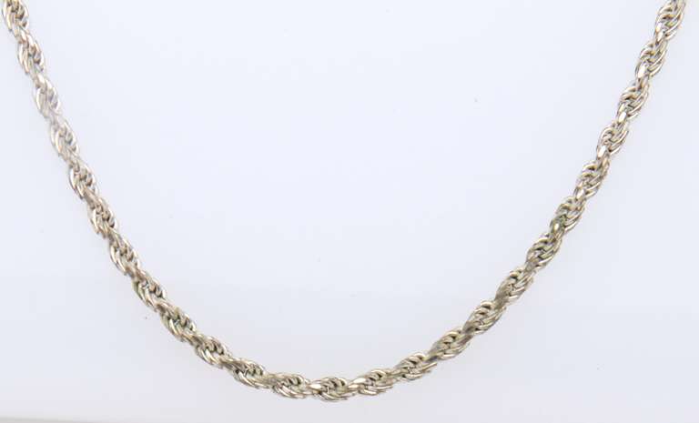 Vintage Italian Sterling Silver Rope Chain Necklace