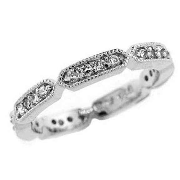 Sterling Silver CZ Antique Eternity Ring