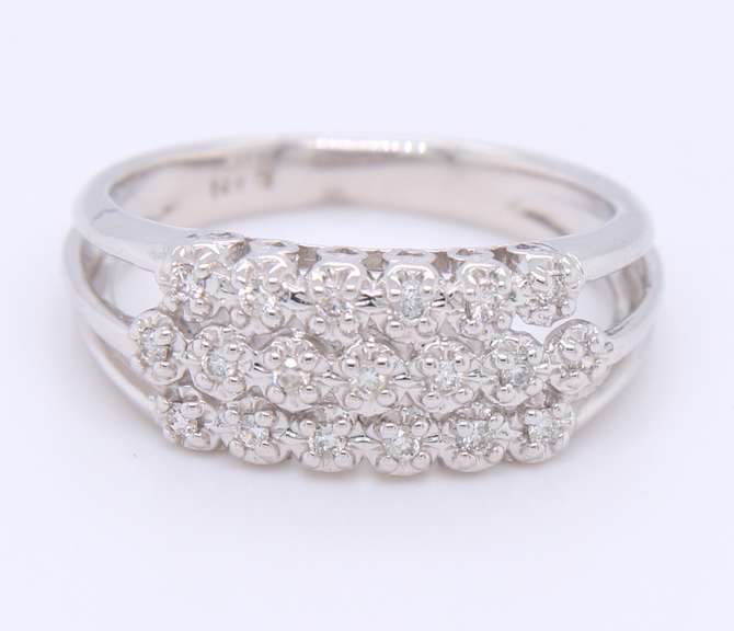 Sparkling White Gold Multi Row Diamond Band