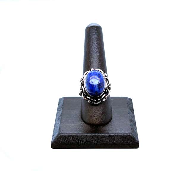 Oval Lapiz Lazuli in Tibetan Silver Energy Ring