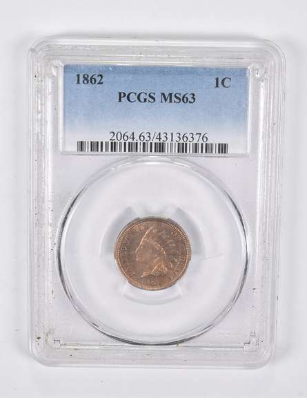 MS63 1862 Indian Head Cent PCGS