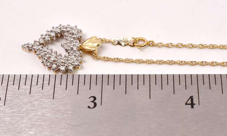 Gorgeous Diamond Set Heart Pendant Necklace in 14K Yellow Gold