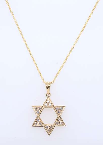 Fancy Yellow Gold Diamond Star of David Pendant on Chain