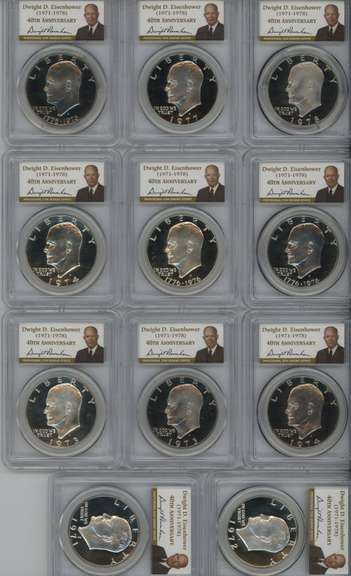 11 Gem Deep Cameo Proof Eisenhower $1s. PCGS PR69 DCAM