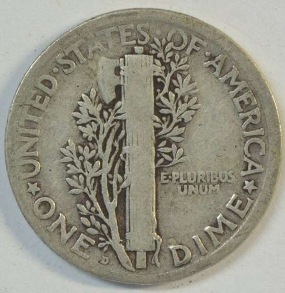 Key date 1921-D Mercury Dime in Fine+. Nice