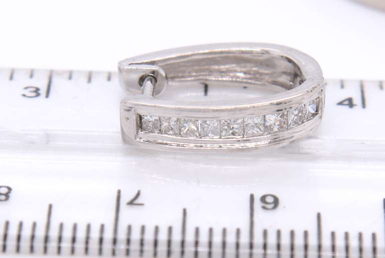 Dazzling White Gold Channel Set Princess Cut Diamond Earrings