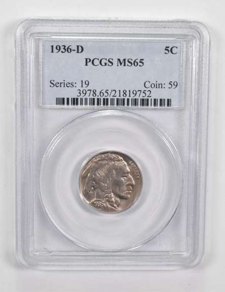 MS65 1936-D Indian Head Buffalo Nickel - Graded PCGS