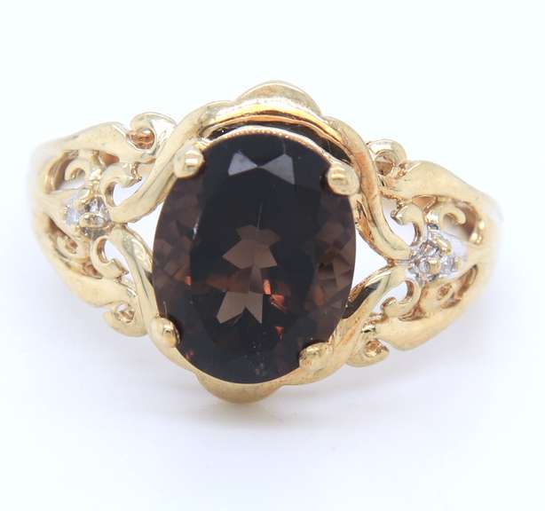 Fabulous Smokey Quartz and Diamond Ring