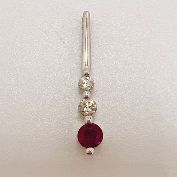 10kt White Gold, Diamond, & Ruby Pendant