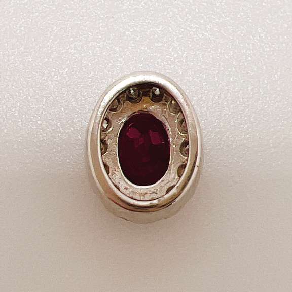 14kt Solid White Gold, Ruby, & Diamond Pendant