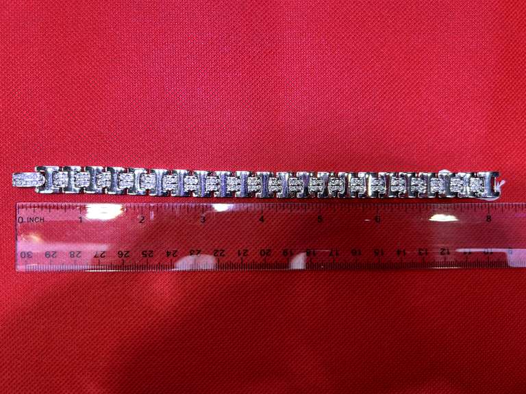 MENS 14K WHITE GOLD BRACELET WITH 4.50 CARATS DIAMONDS