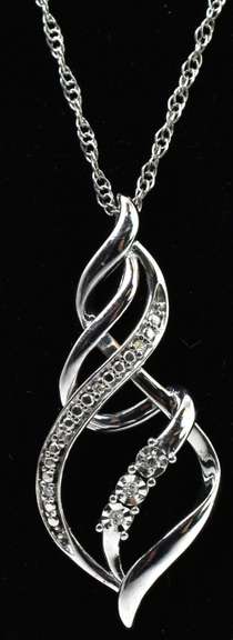 Sterling Silver Pendant With 3 Diamond Accents