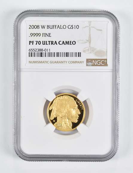 PF70 UCAM 2008-W $10 American Gold Buffalo 1/4 Oz. .999 Fine Gold NGC