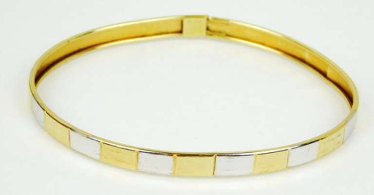 10K White & Yellow Gold Bangle Bracelet