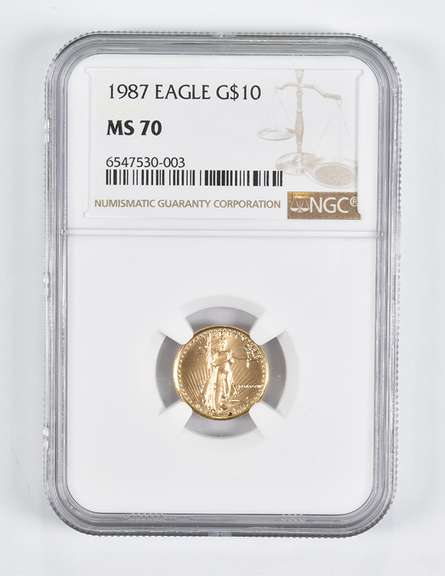 MS70 1987 $5 American Gold Eagle 1/10 Oz .999 Gold NGC Wrong Label